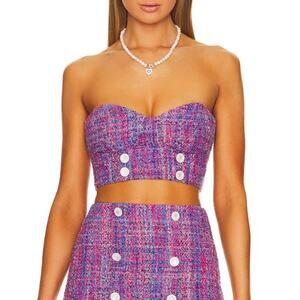 Revolve Assignment Marseille Tweed Bustier Top Pink